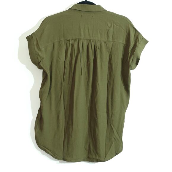 NWT Madewell Olive Green Lightweight Short Sleeve Button Up Casual Shirt Top XS - Picture 7 of 9